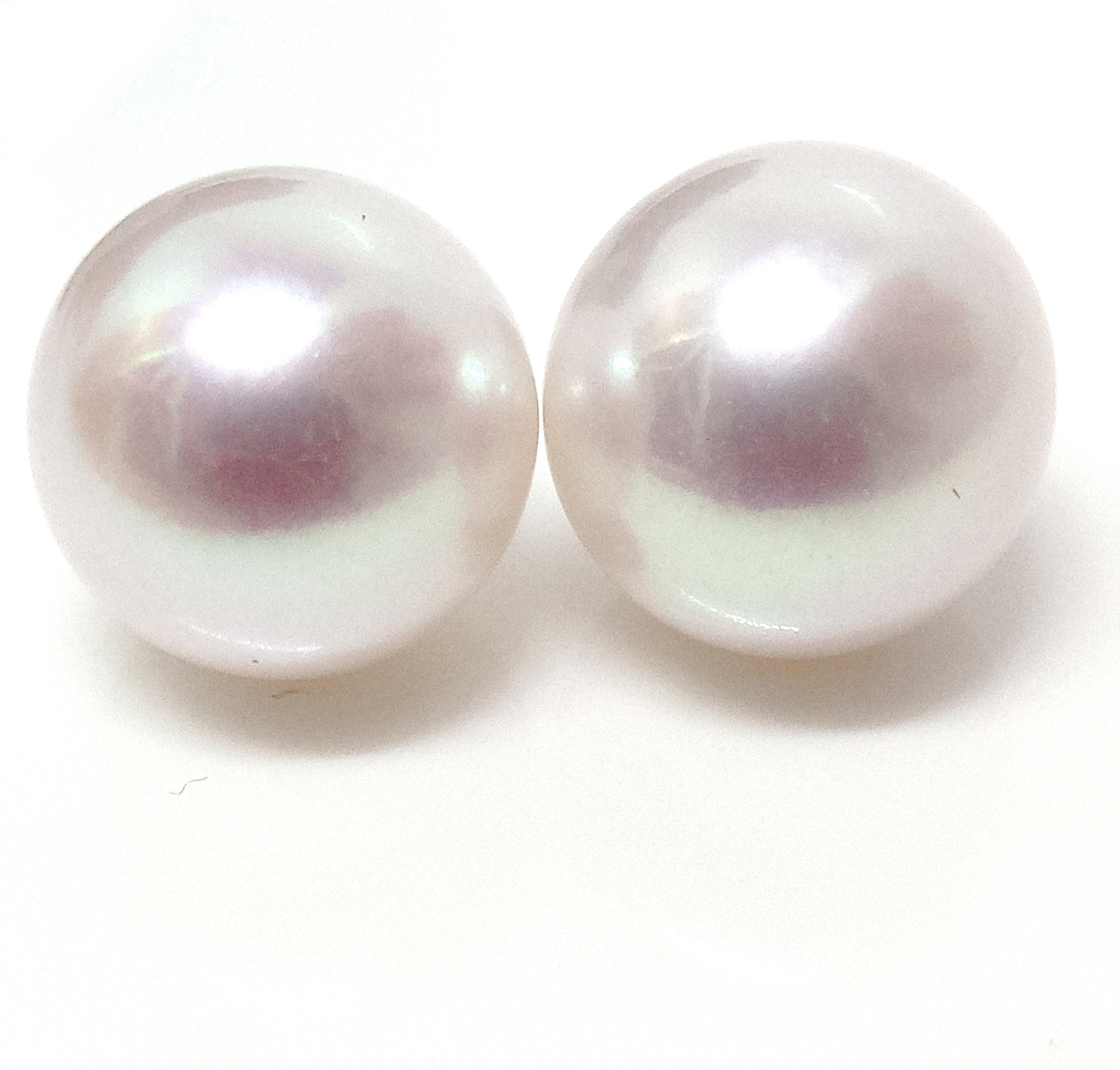 White 9.5-10mm Undrilled Round Pairs